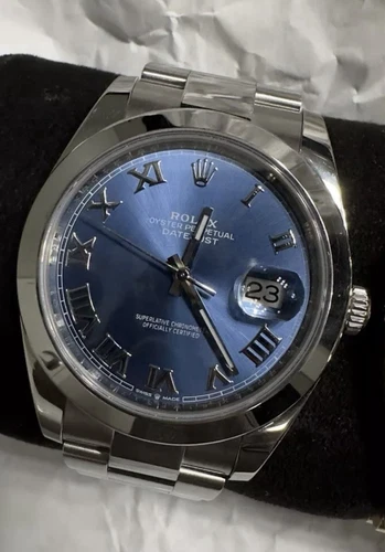 Rolex Datejust 41mm Ref 126300  Oyster Bracelet with Azzurro blue Dial