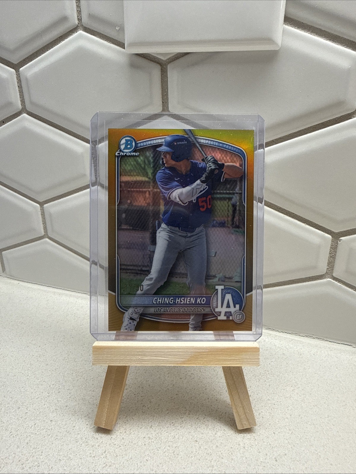 2025 Bowman Chrome Prospects Ching-Hsien Ko #BDC-165 LAD Gold /50 1st Bowman