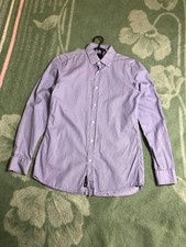HUGO BOSS Mens Purple Check Regular Fit Dress Shirt Long S