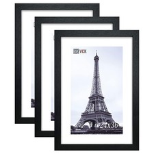 VCK 24x36 Solid Wood Poster Frames Black 3 Pack Picture Frame with Wall Mount...