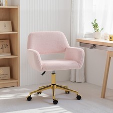Office Chair w/ Adjustable Height, Faux Rabbit Fur Upholstered Chair Refurbished