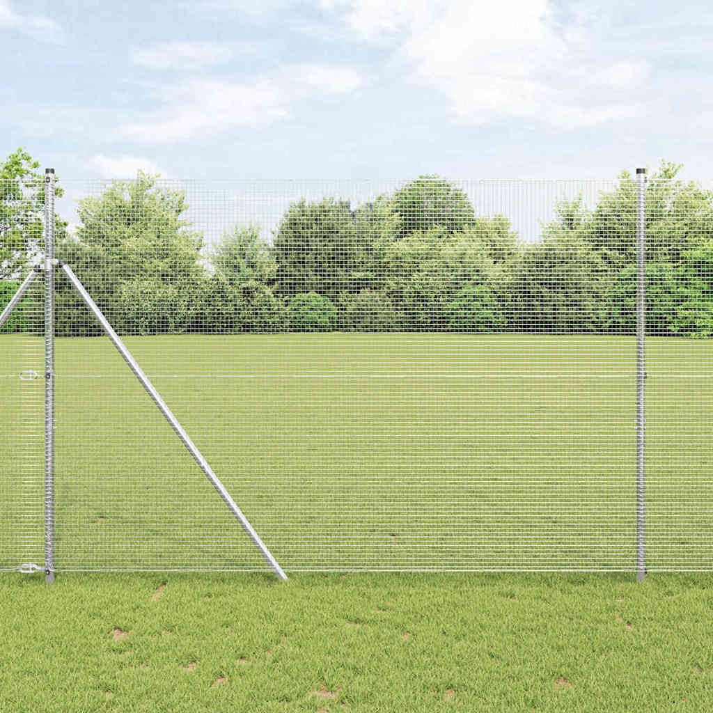 Palo della Recinzione Argento 10x1,6 m | Rete 16x16 mm Acciaio Zincato
