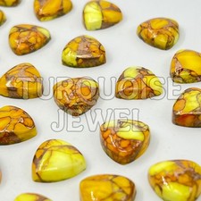  WHOLESALE HONEY DAHLIA COPPER TURQUOISE CABOCHON TRILLION SHAPE LOOSE GEMSTONE