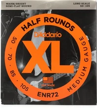 D'Addario ENR72 Half Rounds Semi-flatwound Bass Guitar Strings - .050-.105,
