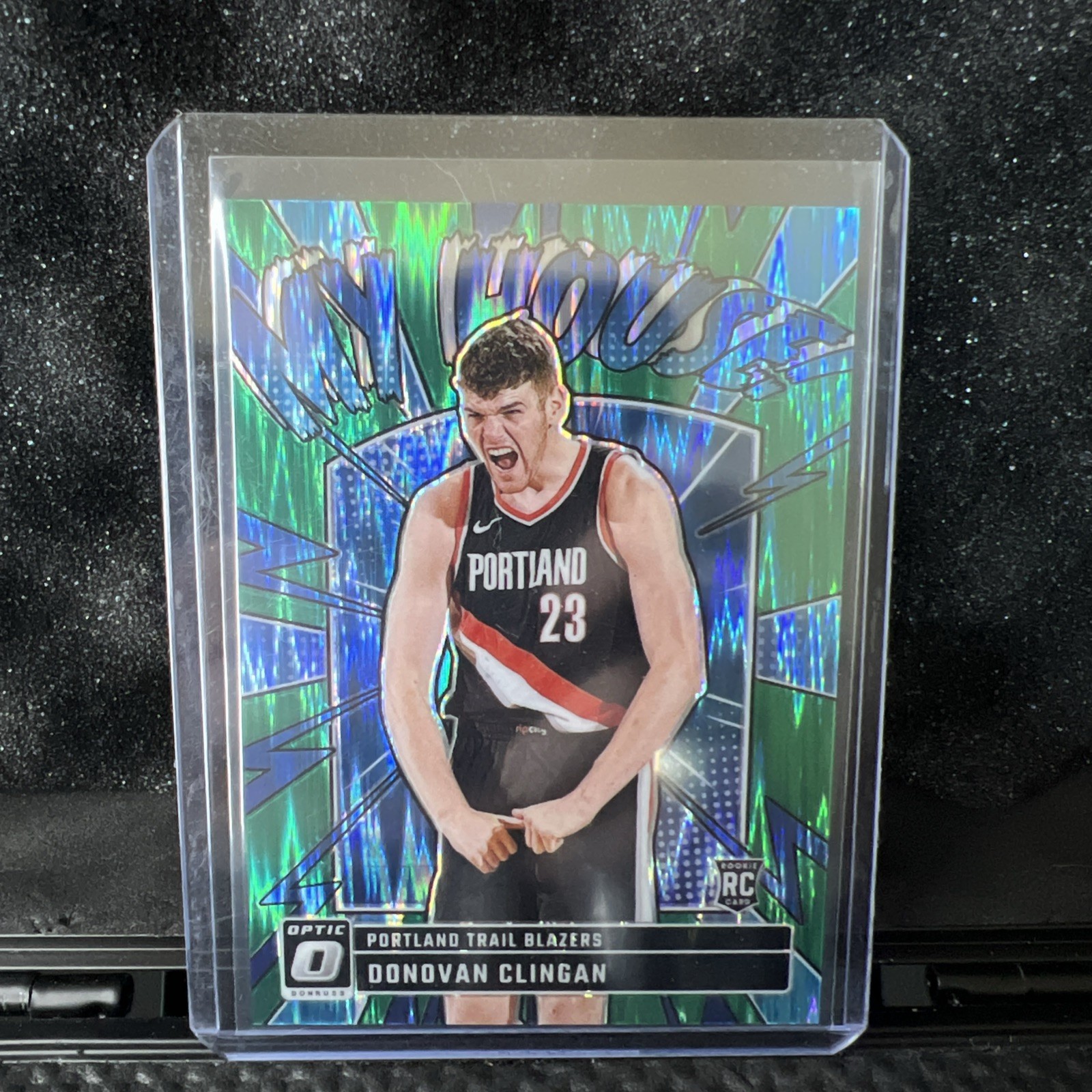 2024-25 Optic My House #1 Donovan Clingan RC Green Shock Prizm 65/149 Blazers