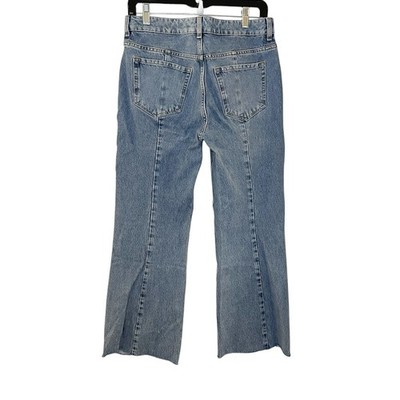 Paris Atelier Other Stories High Rise Straight Raw Hem Crop Jeans Middle Seam 27