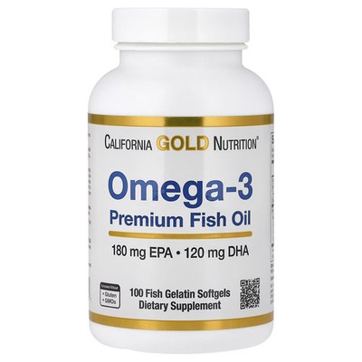 California Gold Nutrition, Omega-3 Premium Fish Oil, 100 Fish Gelatin Softgels (