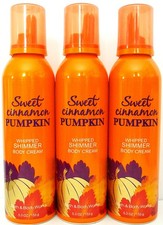 Bath Body Works SWEET CINNAMON PUMPKIN Whipped Shimmer Body Cream NEW x 3