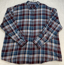 Izod Shirt Mens Sz 2XL Red Blue Flannel Long Sleeve Cotton Blend Pocket