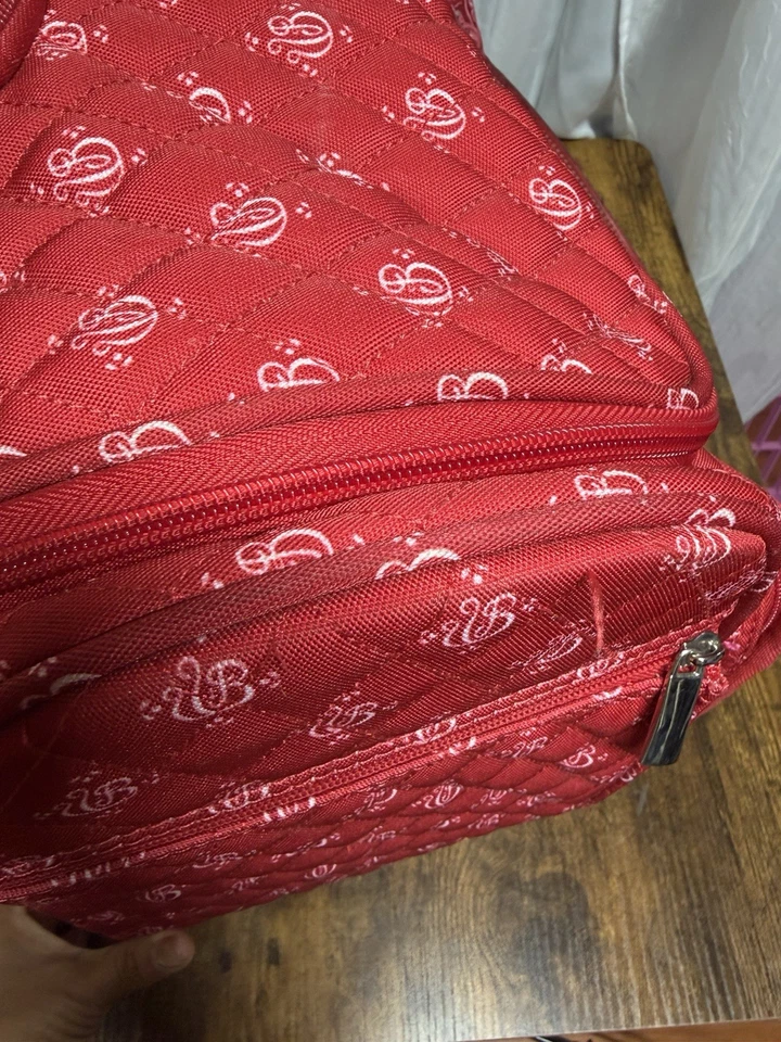 Bolso de Lona Vintage RARO Vera Bradley ROJO Equipaje de Mano con Ruedas 17x15x9 Foto 3 de 4