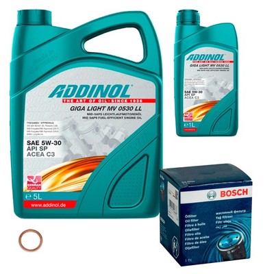 BOSCH Inspektionspaket 6L ADDINOL GIGA LIGHT MV 5W-30 für Opel Campo TF_ 2.5 D