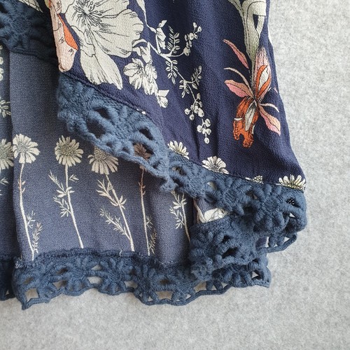 Loobies Story Dress Sz 12 Blue Floral Hi-Low Sheer Crochet Trim Midi Viscose - Picture 6 of 11