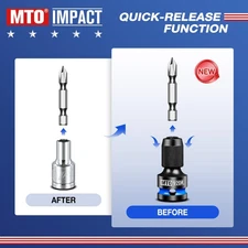 1/2 3/8 1/4" Square Drive to 1/4" Hex Socket Adapter 3 PCS Quick Release Impact