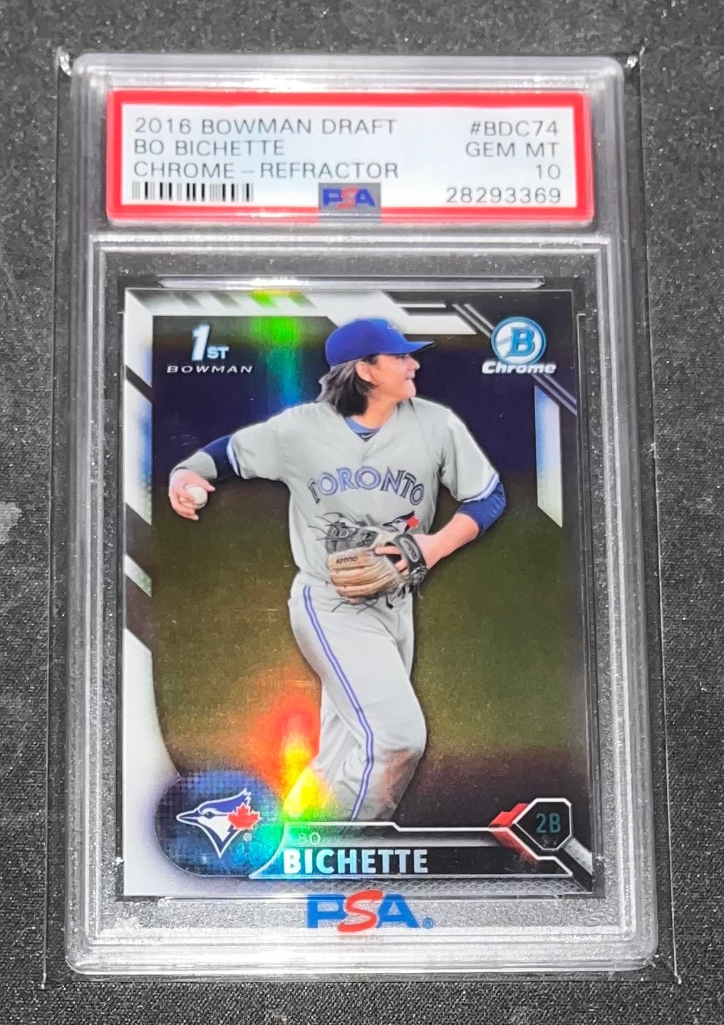 2016 Bowman Draft Chrome Refractor Bo Bichette #BDC74 1st Bowman RC PSA 10