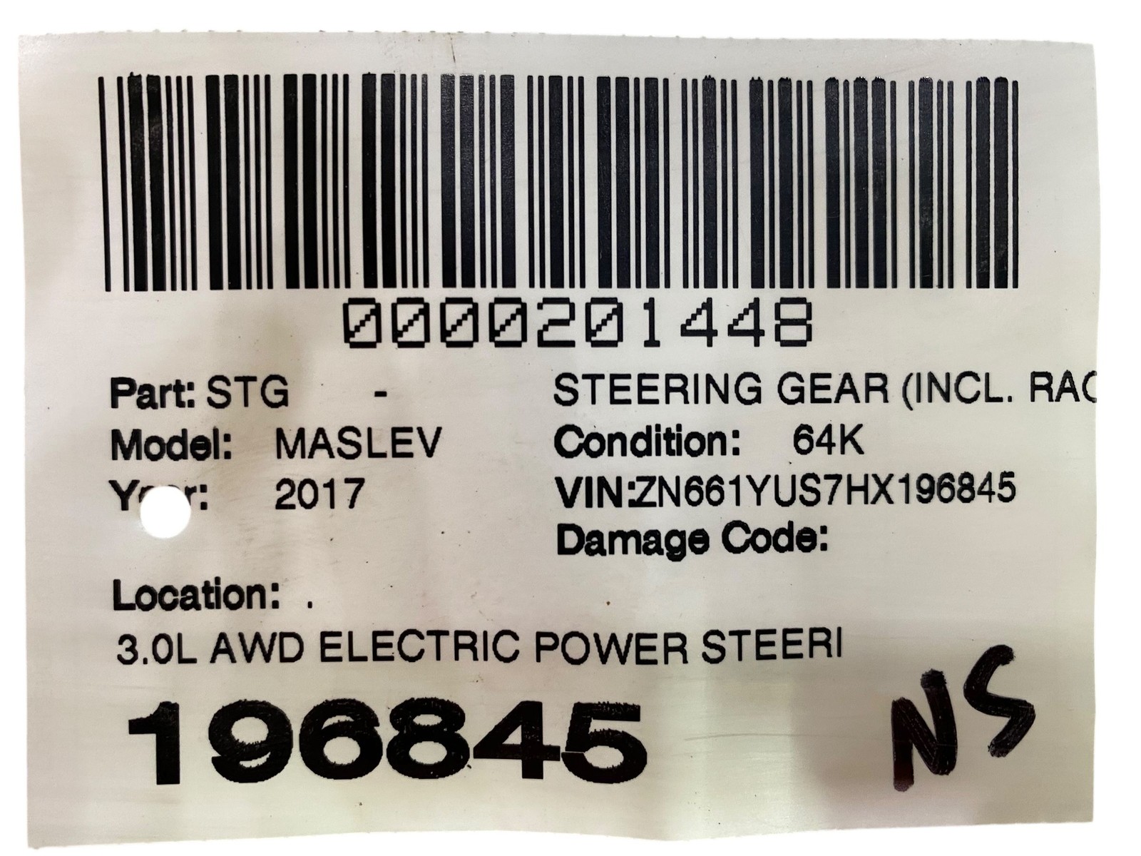 2017-2024 MASERATI LEVANTE M161 OEM 3.0L AWD ELECTRIC POWER STEERING GEAR RACK