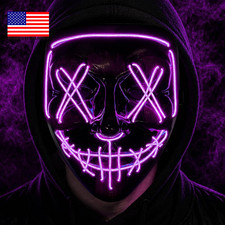 Halloween Mask LED Light up Mask Scary Mask with 3 Modes for Adults                
