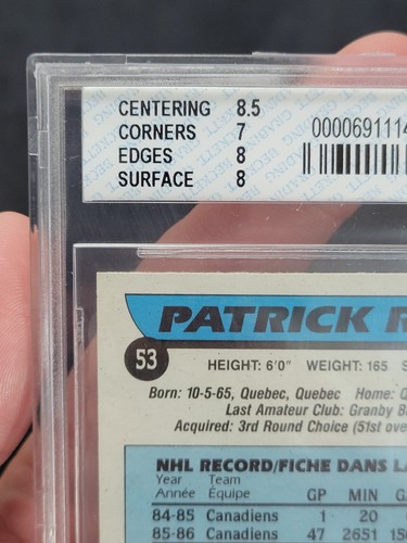 1986-87 O-PEE-CHEE PATRICK ROY ROOKIE #53 GRADED BECKETT 7.5 MONTREAL NHL HOF - Foto 3 di 3