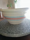 McCoy Mixing Bowl Pink & Blue Stripes Ovenware USA Vintage diameter 10"