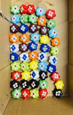 5 Strands, 20mm Flower Shape Lamp Work Glass Beads,  Handmade Glass Beads.