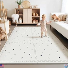 PIGLOG 72x48 Star Baby Foam Play Mat - Interlocking Crawling Mats for Toddlers
