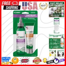 Dog Ear Cleaner Kit - Multi-Symptom Ear Relief - Wash  Dry Treatment - Alcoh...