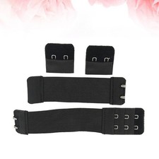 4Pcs Adjustable Bra Back Extension Buckles Reusable Black Strap Extenders