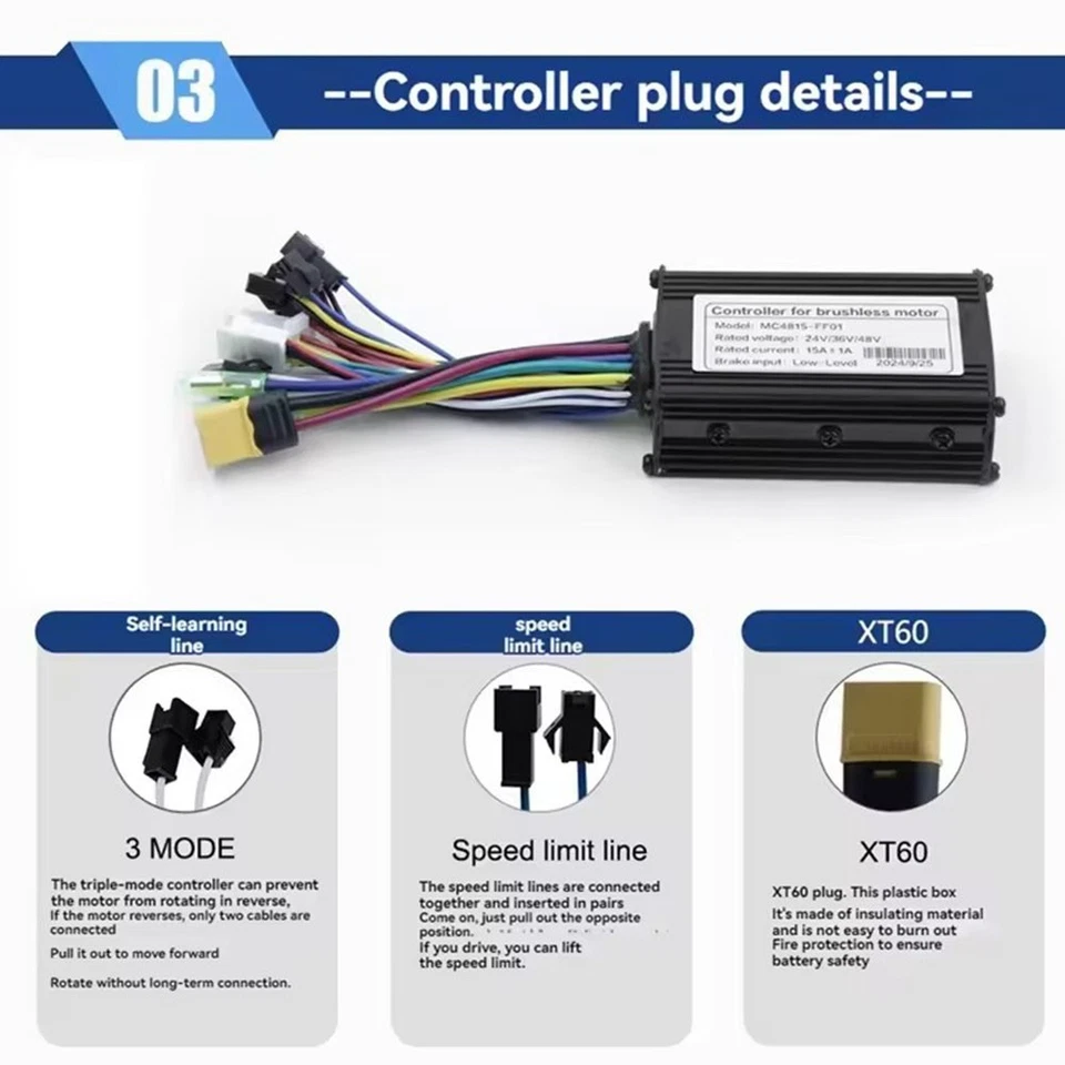 E-Bike 24V-48V 250W 15A Three Model Sine wave Controller with Display CS866 UKS6 - Image 3 of 4