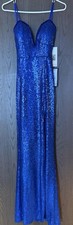 Blue Sequins Strapless Gown