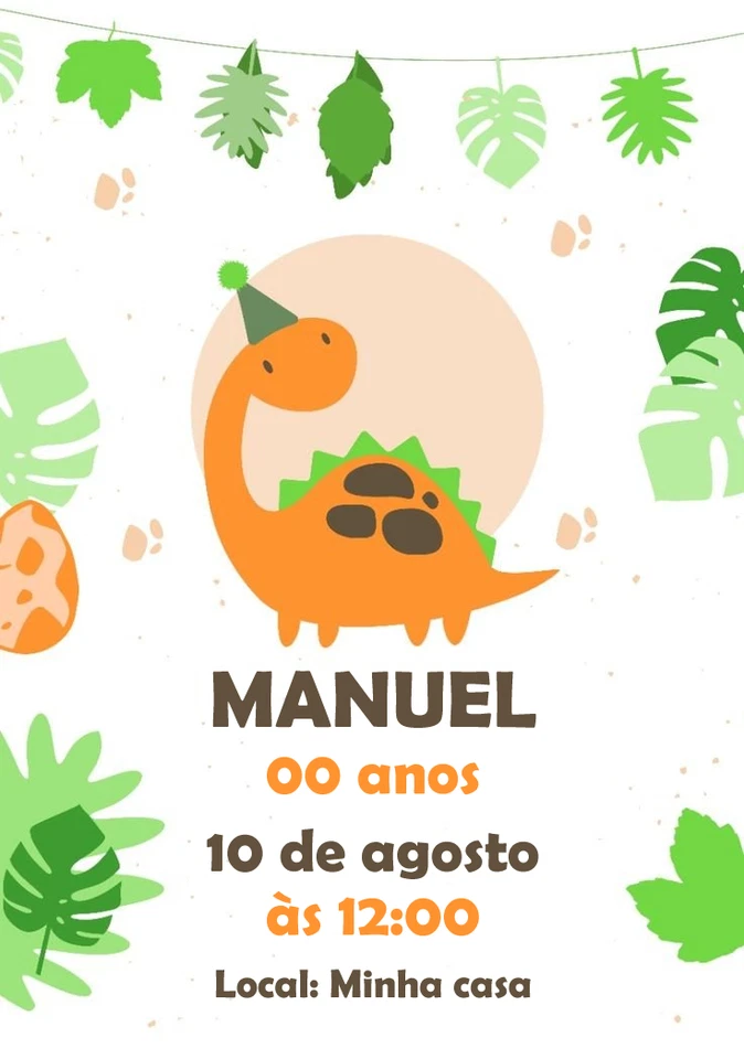 Digital Dino Dinosaur Birthday Party Invitation Personalized Texts 1 - Image 2 of 4