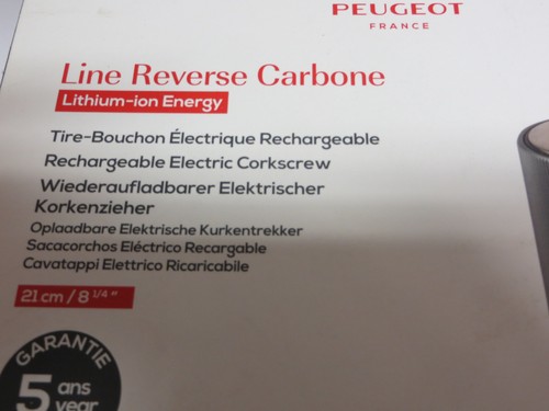 Peugeot Line Reverse Automatic Rechargable Electric Wine Opener/Corkscrew - Picture 3 of 10