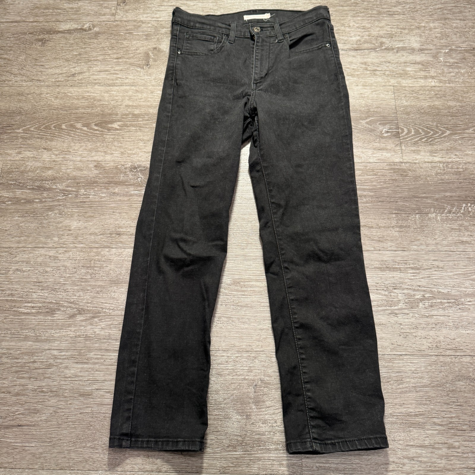 Levis Jeans Womens 28 Black Denim 724 High Rise Straight Crop Western 28x25