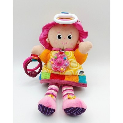 Lamaze Soft Baby Doll Yellow Pink Hanging Baby Toy Rattle Crinkle 12 Inch Plush