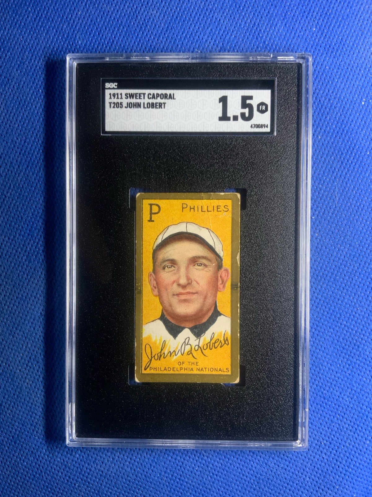 1911 T205 John Lobert Piedmont Back SGC 1.5 Phillies Green Border