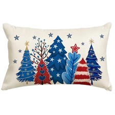 4th of July Pillow Covers 12x20 Inch Stars Tree Patriotic America Decor