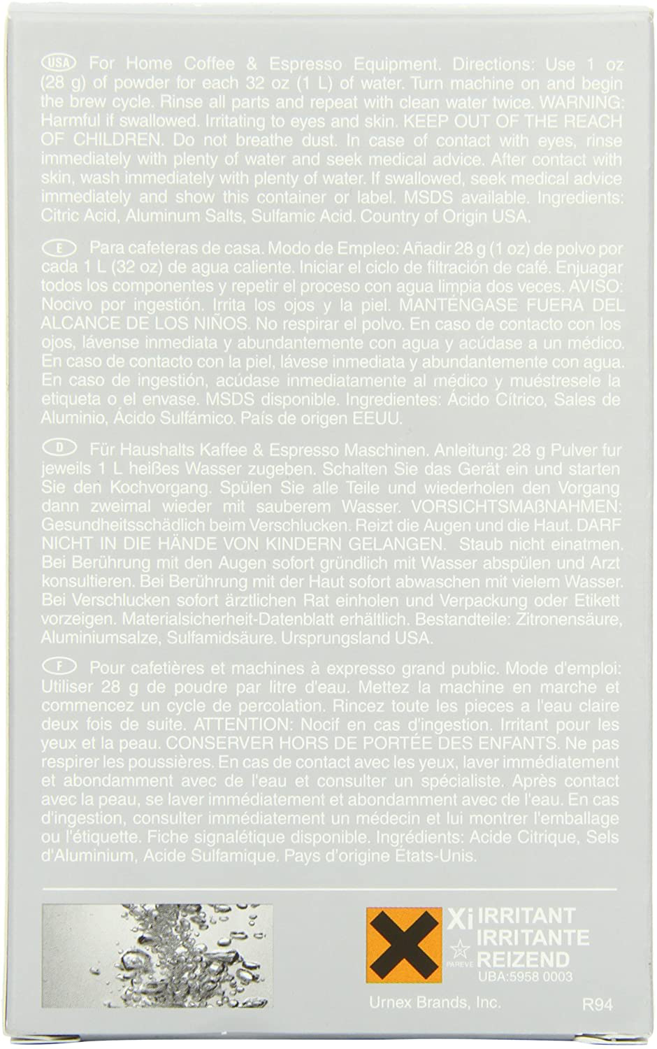 Dezcal Coffee Espresso Descaler Cleaner 4 Pack Activated Scale Remover