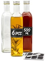 6 Glas Flaschen 500Ml Schraubverschluss Eckig Wein Oliven ÖL LiköR Saft Leer Set