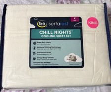 Serta Rest Cooling KING Sheet Set Moisture Wicking Deep Fit-Off White