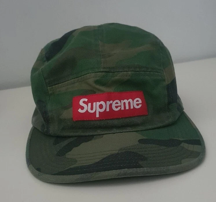 SS16 Supreme Délavé Chino Sergé Camping Cap Camouflage Forêt Chapeau Boite Rouge