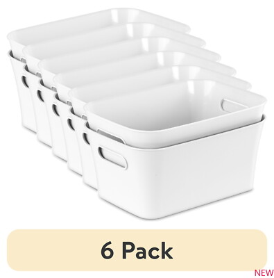 (6 pack)   2-Pack Small Plastic Storage Bins, White！