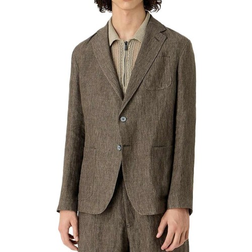 Brown Men's Suit Linen Fabric Summer Casual Jacket Pants/Shorts Workwear - Picture 4 of 12