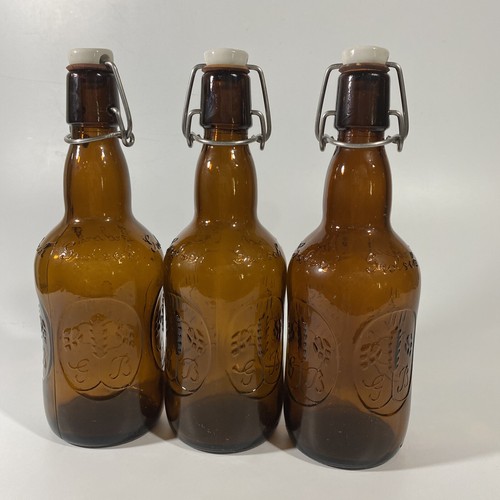 OLD GROLSCH "GEORGIA" PORCELAIN STOPPER BROWN BEER BOTTLES 16OZ Set Of 3 Vintage - 第 23/24 張圖片