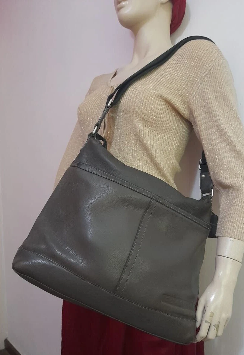 Borsa vintage Coach F70457 in morbida pelle morbida e morbida Messenger grigia tracolla resistente