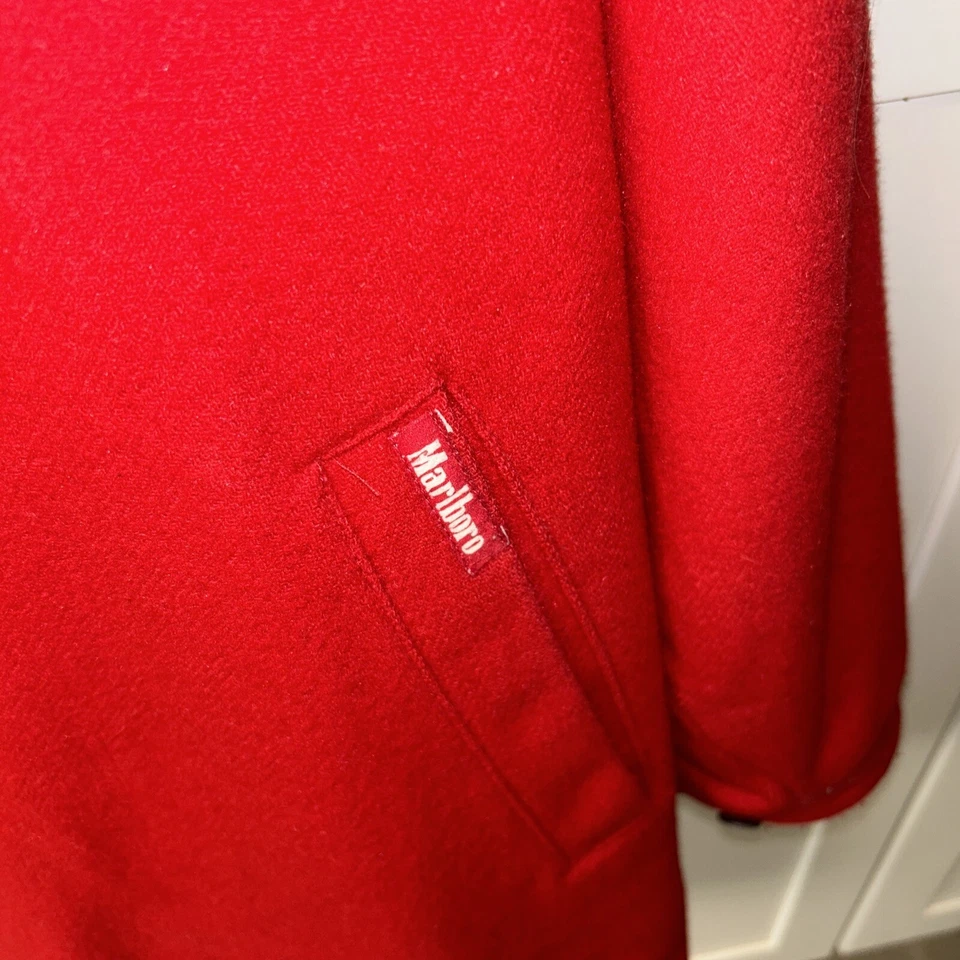Chaqueta Abrigo Vintage Marlboro Classics Para Hombre Rojo Negro Lana Reversible Años 90 XL Foto 3 de 4