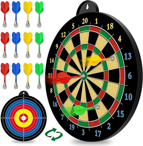Magnetic Dart Board Set w/12 Darts - Fun Indoor Party Game for Kids Ages 5-12