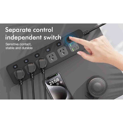 High Power 5 Outlet Surge Protector Powerboard 2500W Overload Wall Mount Office - Picture 20 of 26