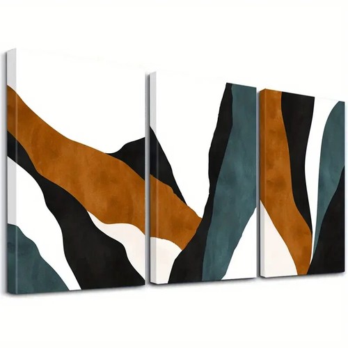 3pcs Abstract Dark Green & Brown Canvas Unframed - Picture 3 of 9