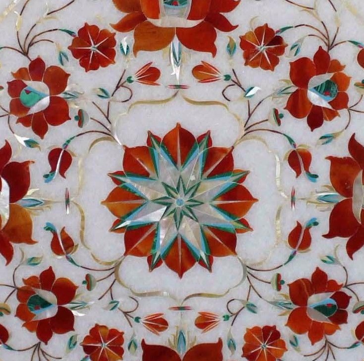 12" Corner Marble Table Top Inlay Handmade Work for Home Decor for