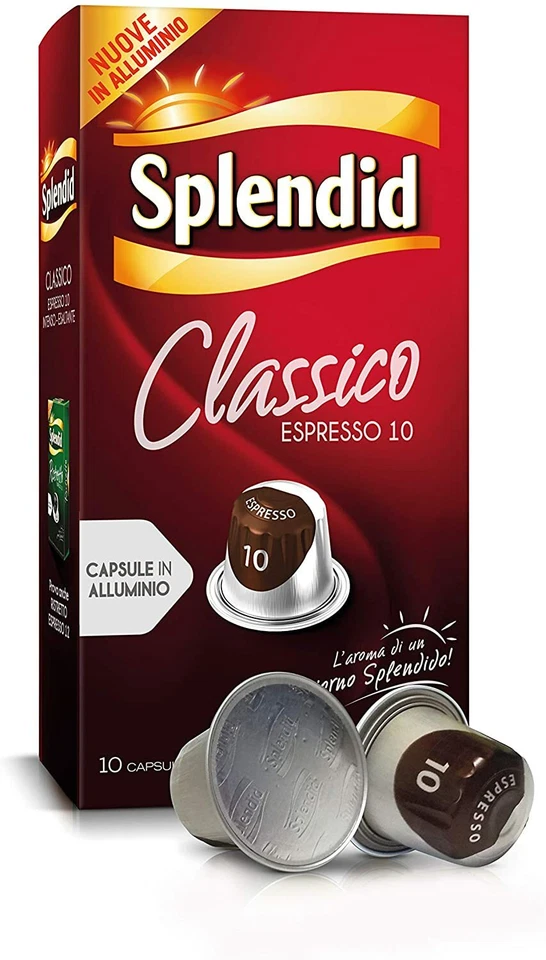 200 Capsule Alluminio SPLENDID gusto CLASSICO compatibili Nespresso Espresso 10