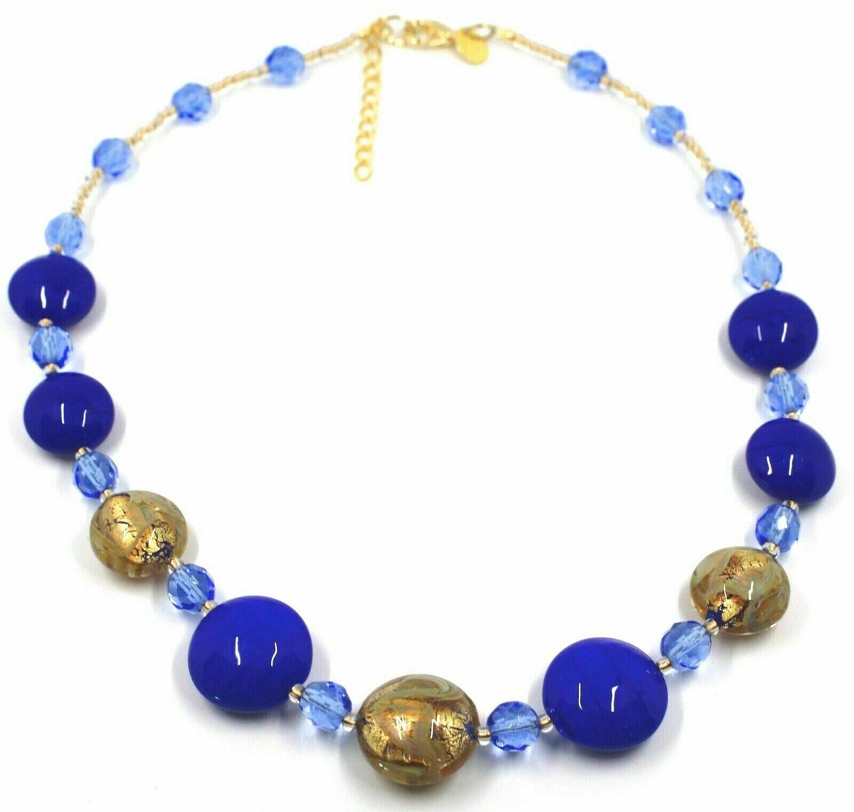 Collana In Vetro Di Murano – Nastro Grande, Colori Vivaci (Nero, Rosso, Verde, Lilla)