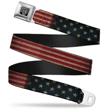 Buckle-Down Wings Vintage Style USA American Flag Patriotic Seatbelt Buckle Belt